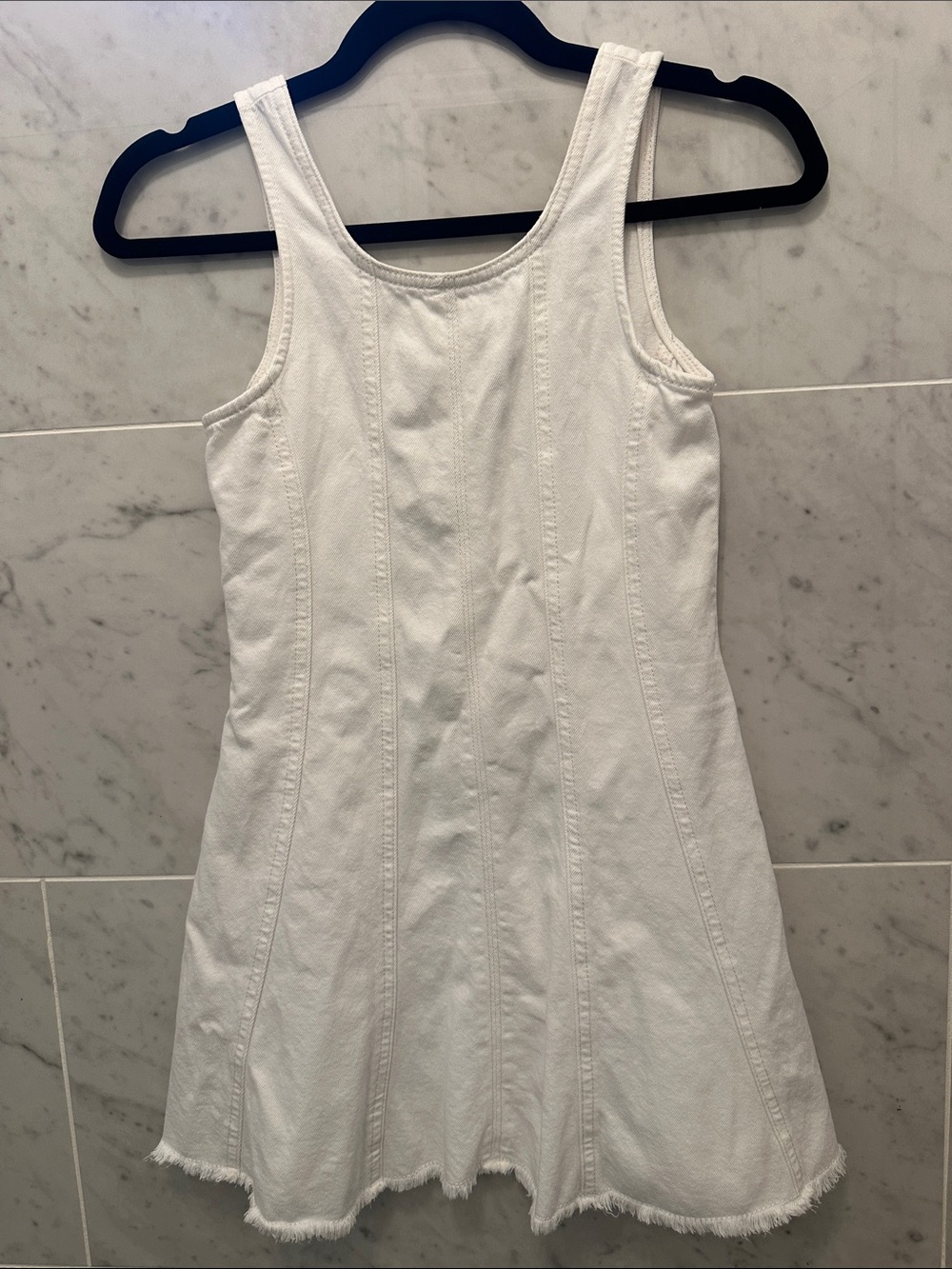 Zara Girls White Sleeveless A-Line Denim Dress